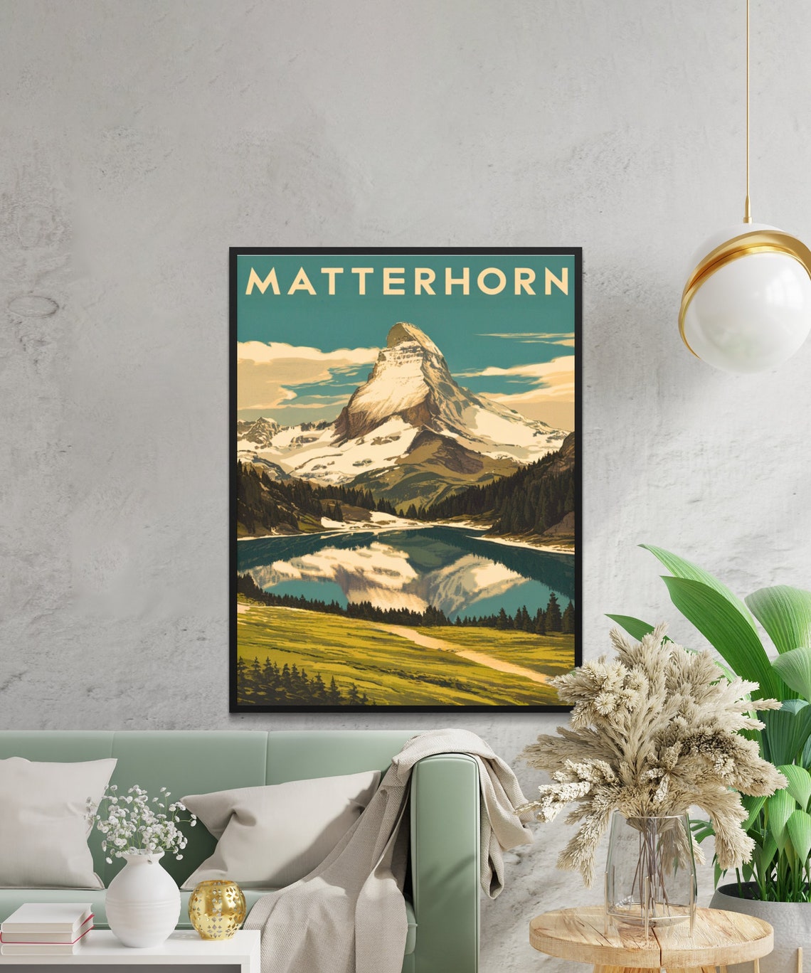 Matterhorn Green Valley Trail Mirror Lake Snow Summit Vintage Poster - Image 2