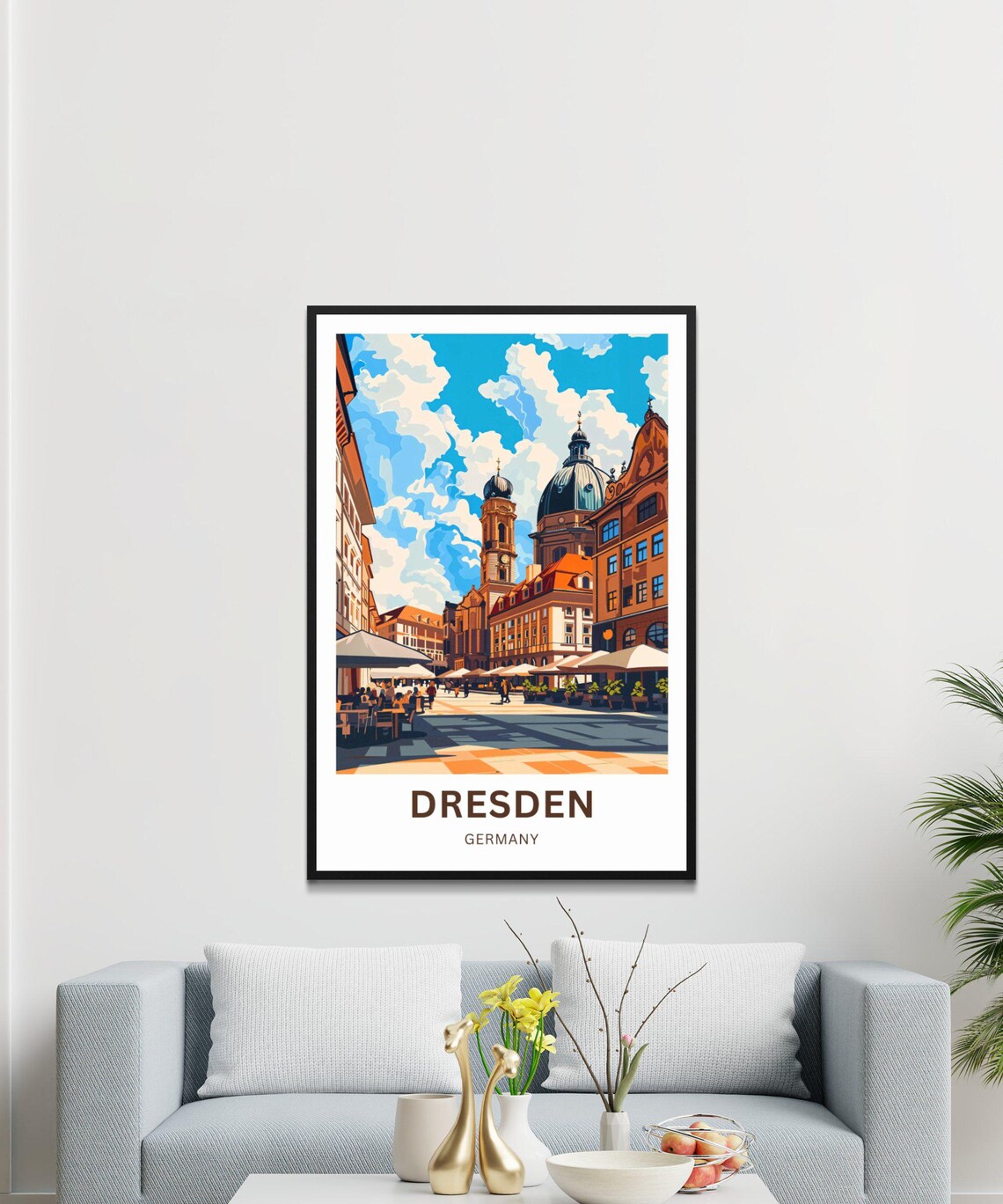 Dresden Germany Historic Old Town Square Colorful Travel Poster - Image 4