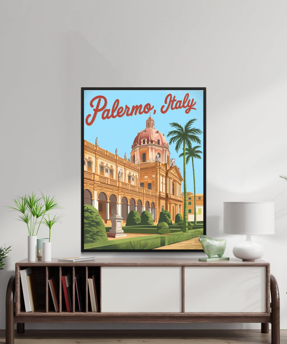 Palermo Italy Grand Domed Landmark Retro Sicilian Cityscape Poster - Image 4