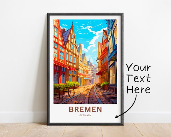 Bremen Germany Old Town Street Half Timbered Art Travel Poster