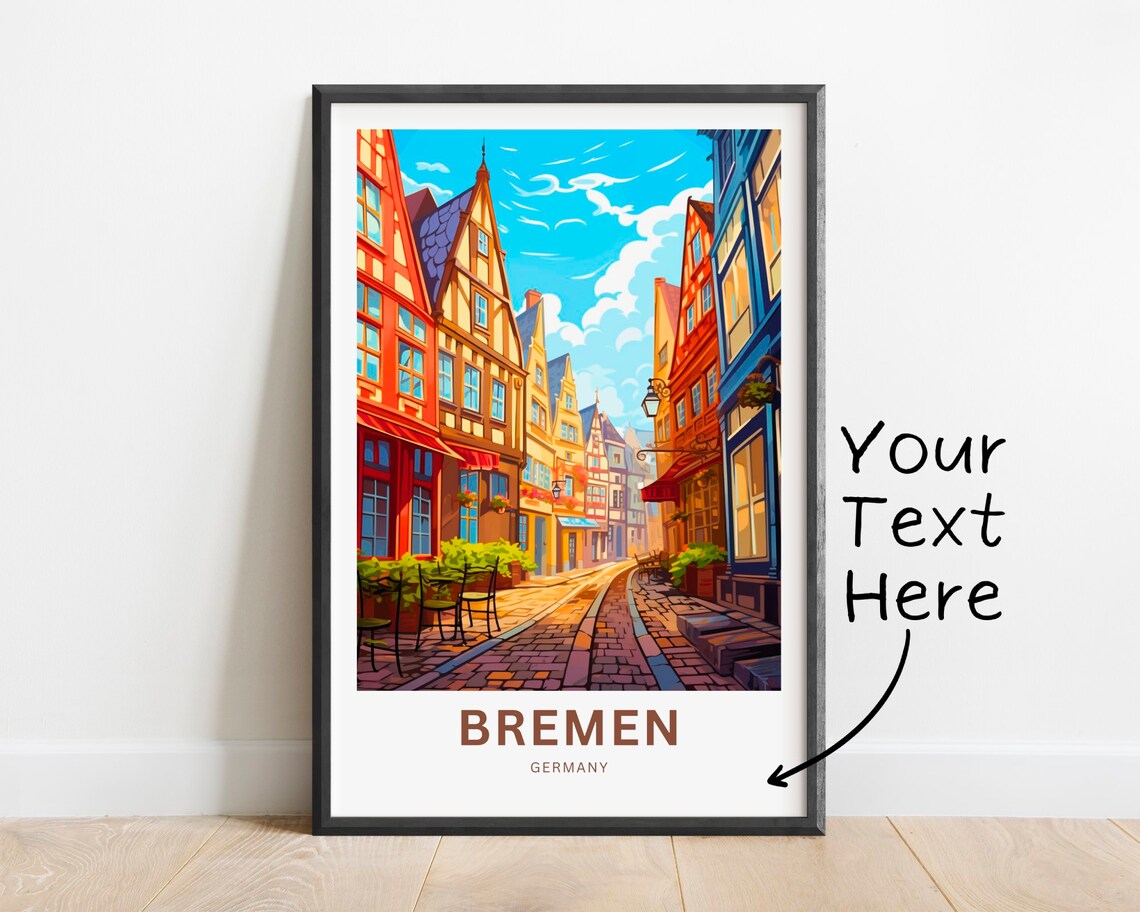 Bremen Germany Old Town Street Half Timbered Art Travel Poster