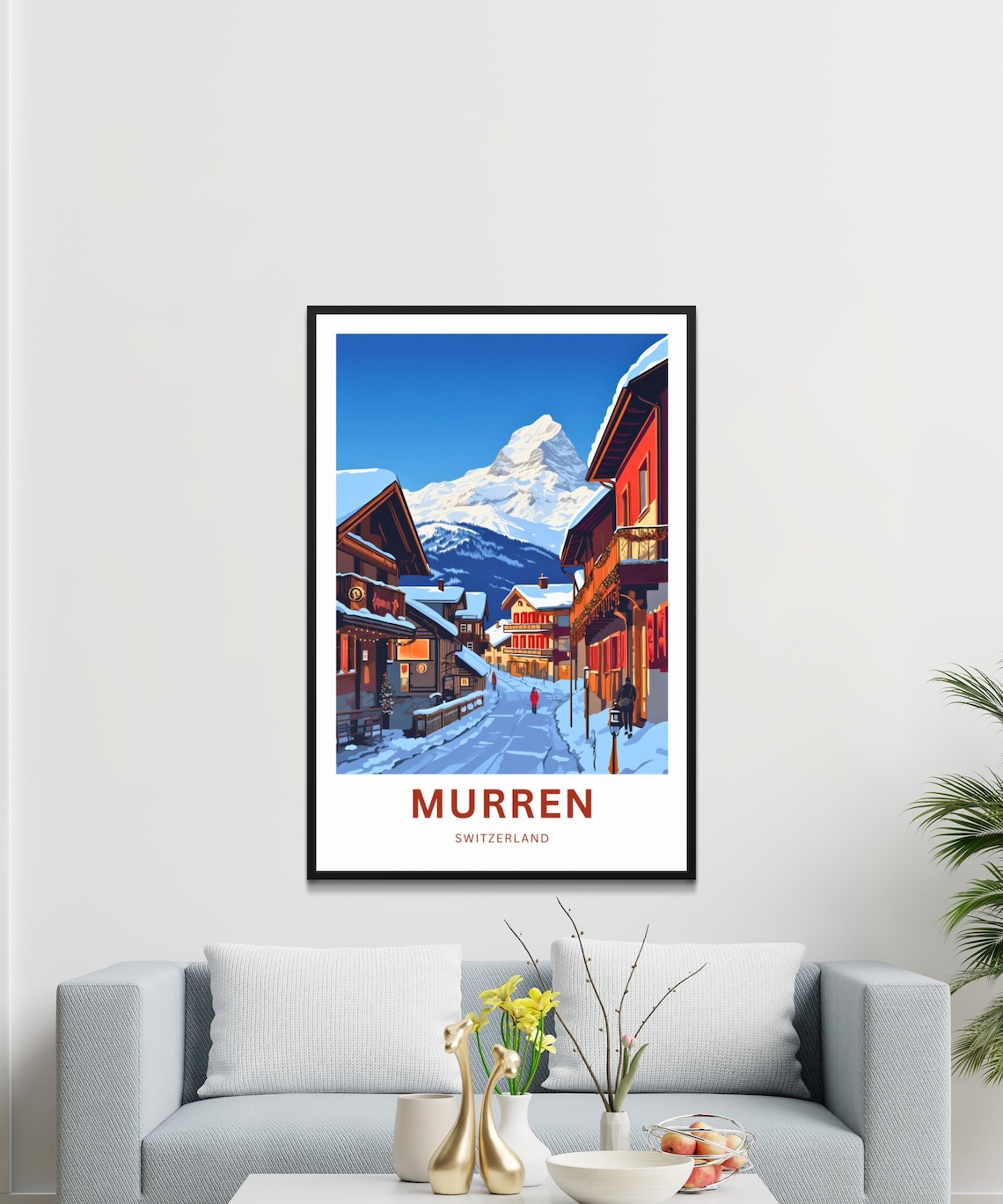 Murren Switzerland Alpine Snowy Winter Village Street Poster - Image 4