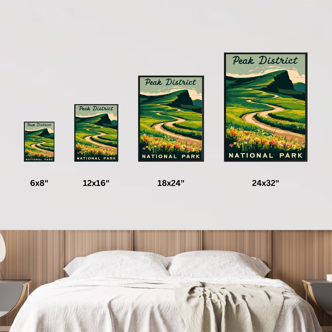 Peak District National Park Wildflower Path Over Rolling Hills Poster - Image 4