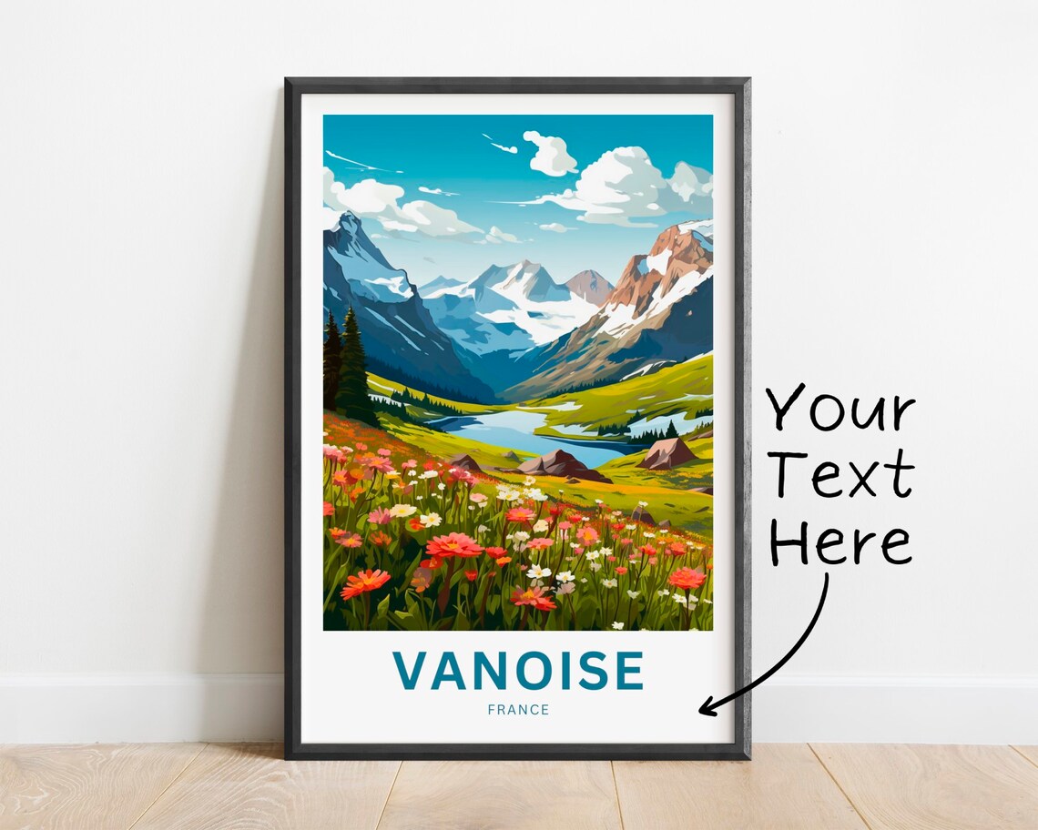 Vanoise France Mountain Meadow Lake Personalized Scenic Travel Poster