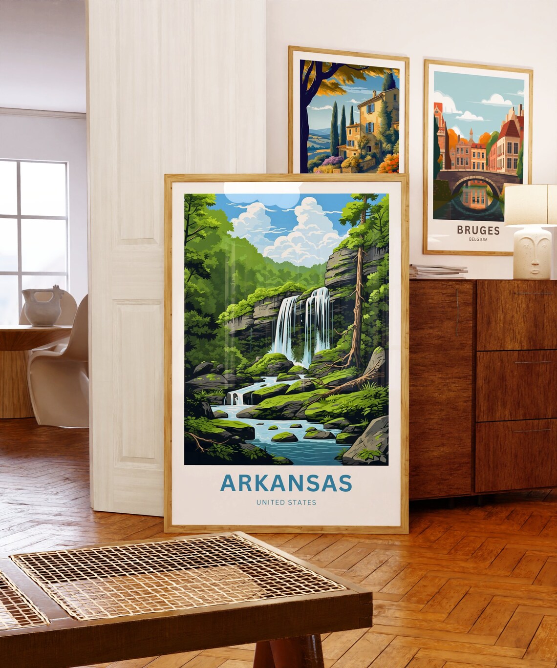 Arkansas Waterfalls United States Forest Stream Travel Poster - Image 5
