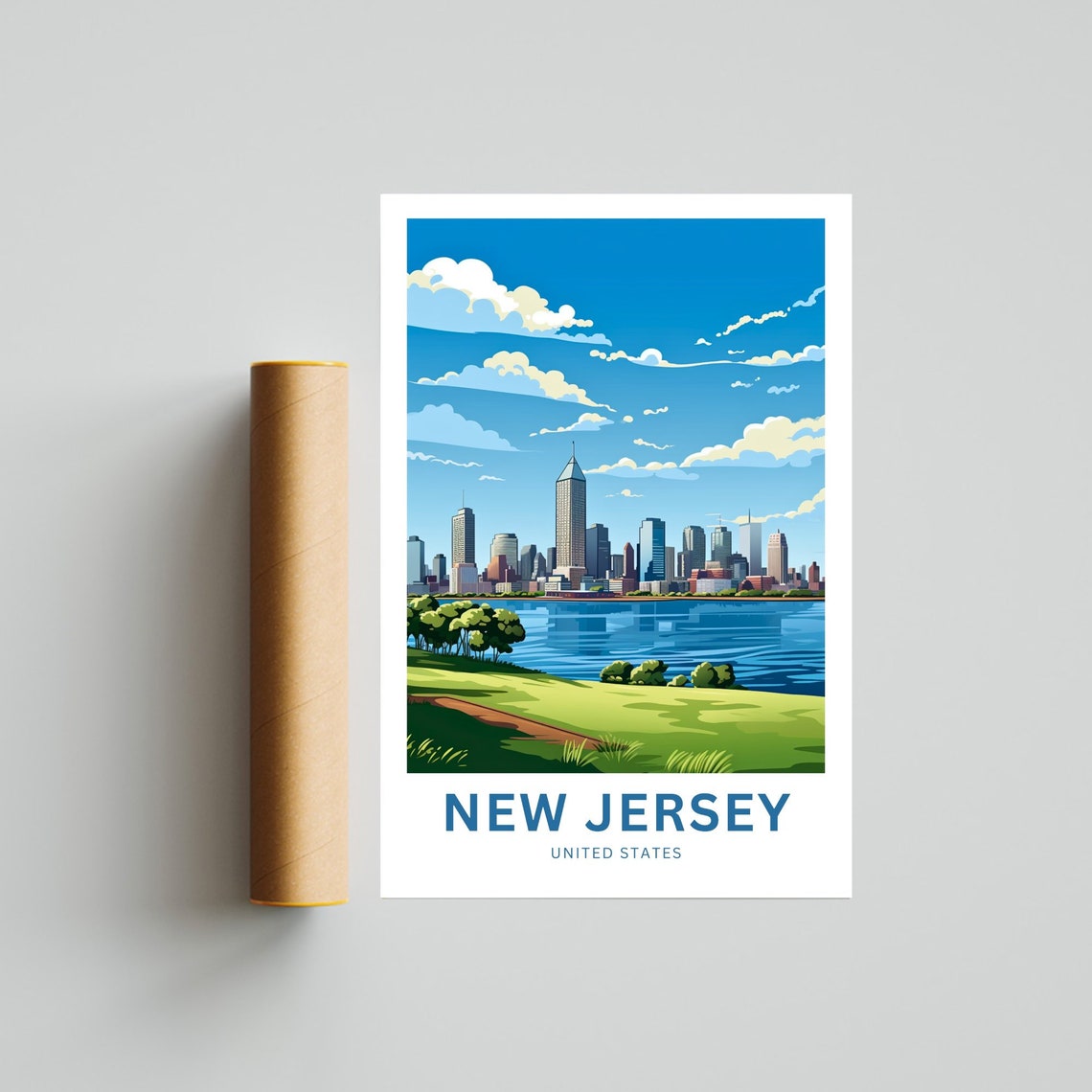 New Jersey Daytime Skyline Waterfront Park Travel Gift Poster - Image 4