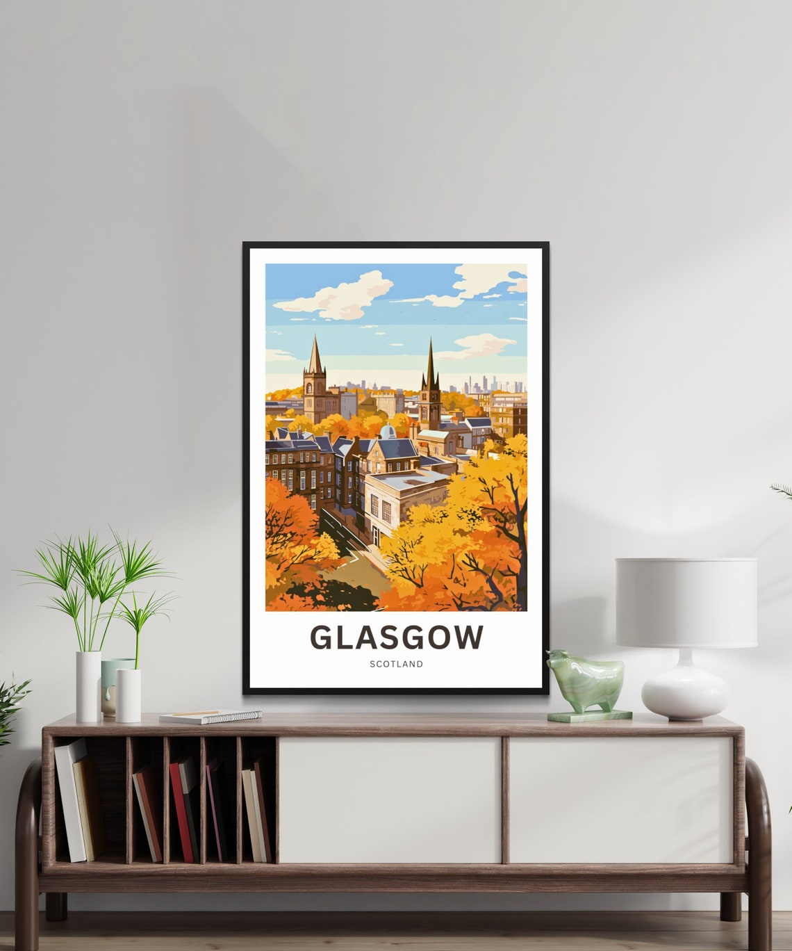 Glasgow Scotland Autumn Rooftops Church Spires Vintage Poster - Image 2