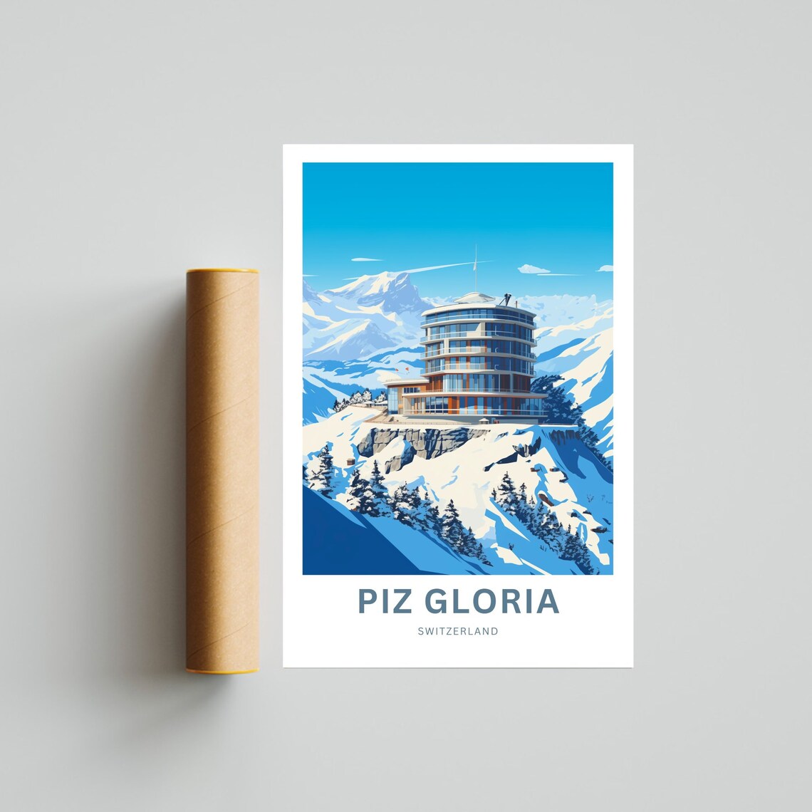 Personalized Piz Gloria Switzerland Revolving Restaurant Poster - Image 4
