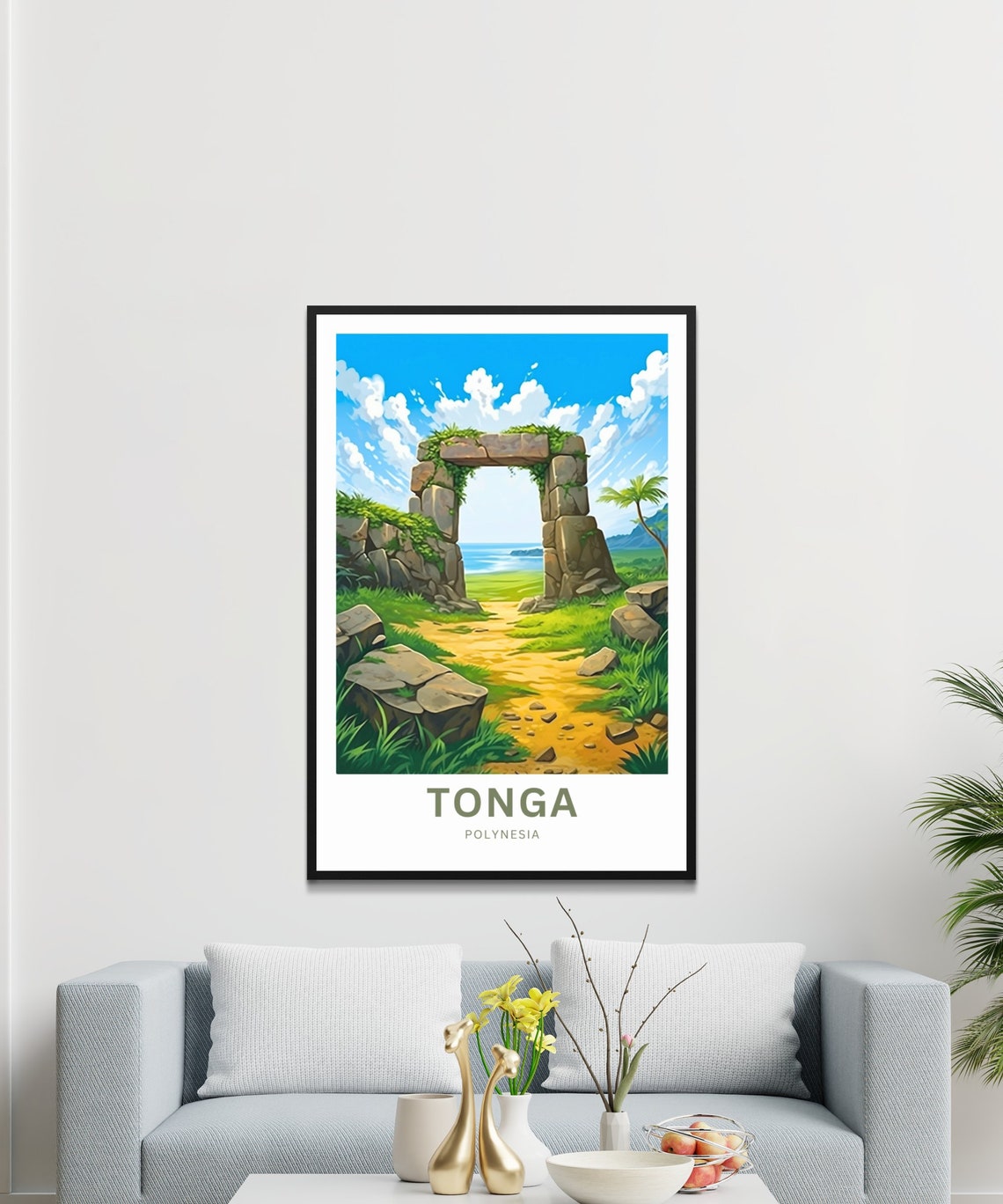 Tonga Polynesia Ancient Stone Arch Gate Beach Personalized Poster - Image 3