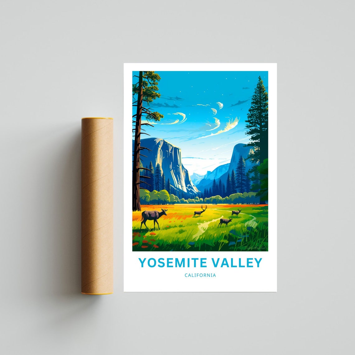 Personalized Yosemite Valley California Meadow Custom Travel Poster - Image 4