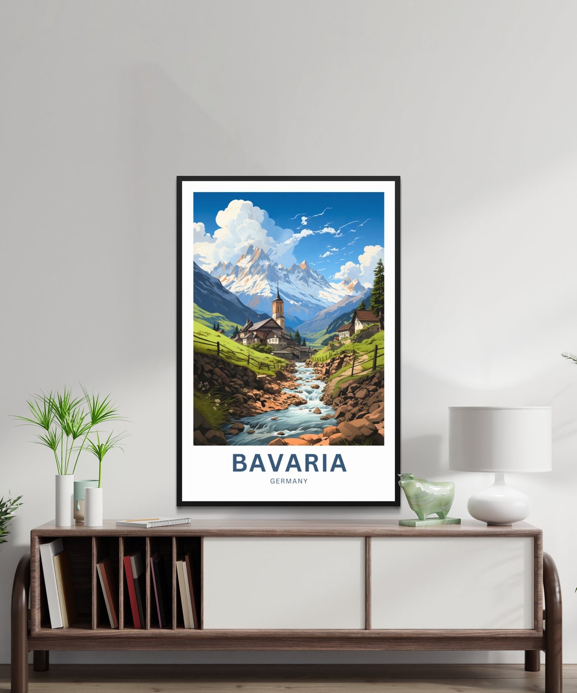 Personalized Bavaria Germany Alpine Village Mountain Stream Poster - Image 2