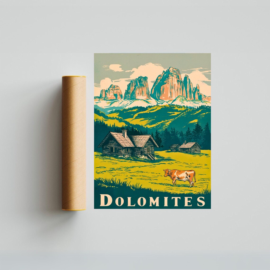 Dolomites Vintage Travel Poster, Italy Travel Poster - Image 2