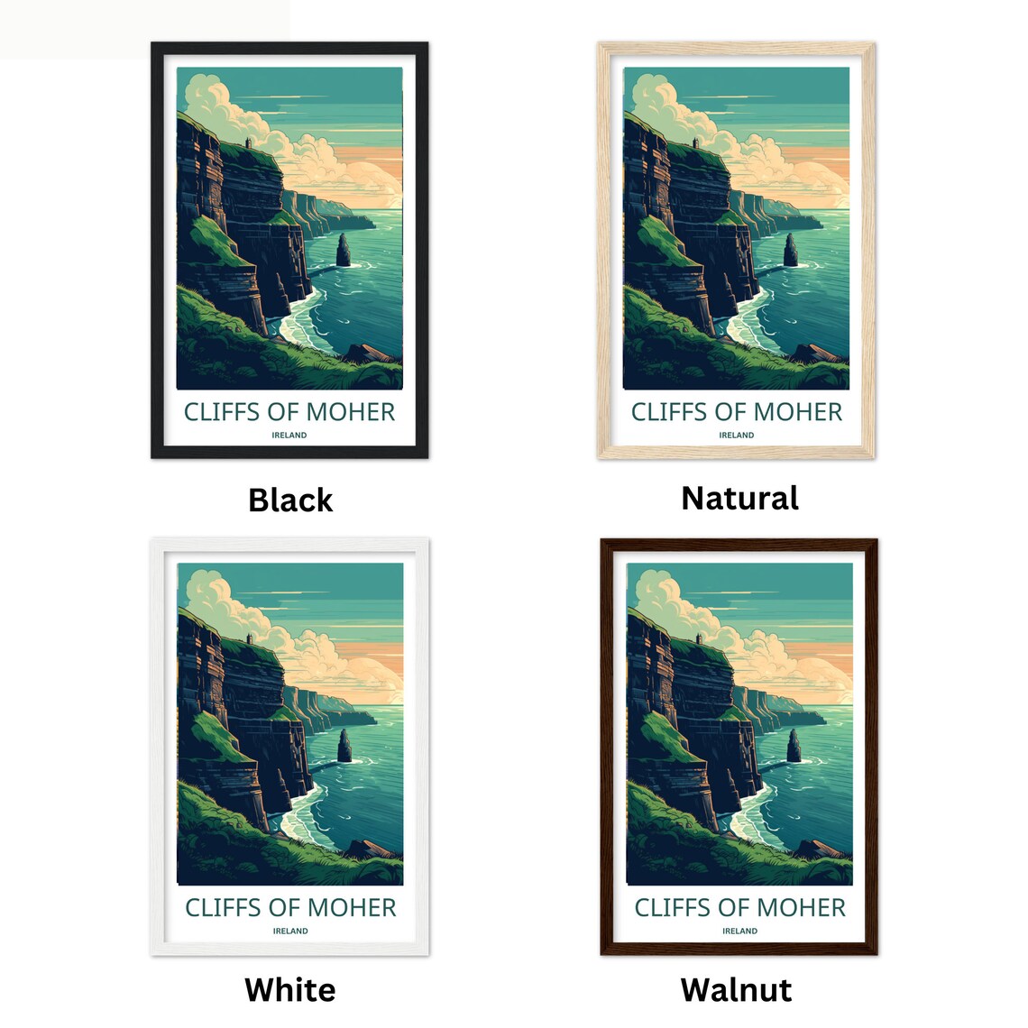 Cliffs of Moher Ireland Dramatic Sea Cliffs Sunset View Travel Poster - Image 3