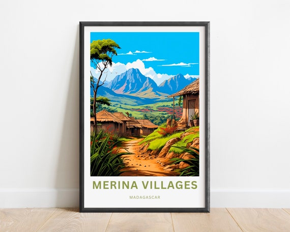 Merina Villages Travel Print Merina Villages Madagascar Poster Africa Wall Art Framed Present Gift Madagascar Present