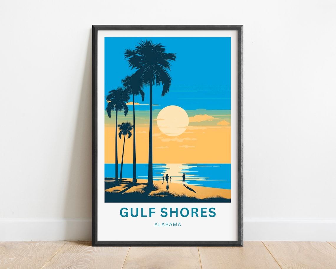Personalized Gulf Shores Travel Print, Alabama Poster - Image 2