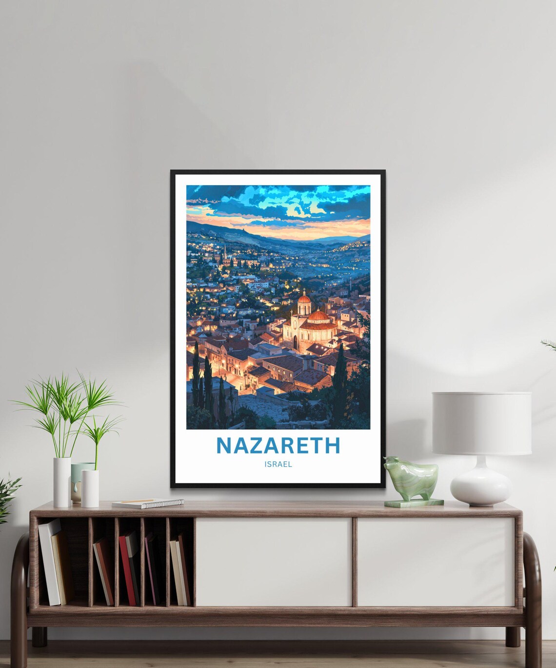 Nazareth Israel City Lights Night Skyline View Travel Poster - Image 2