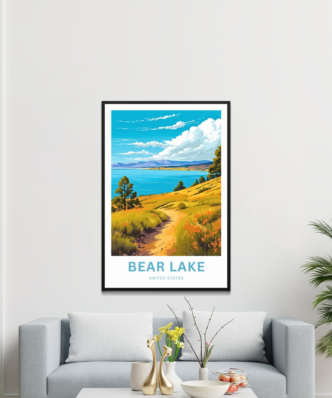 Personalized Bear Lake United States Wildflower Hillside Trail Poster - Image 2
