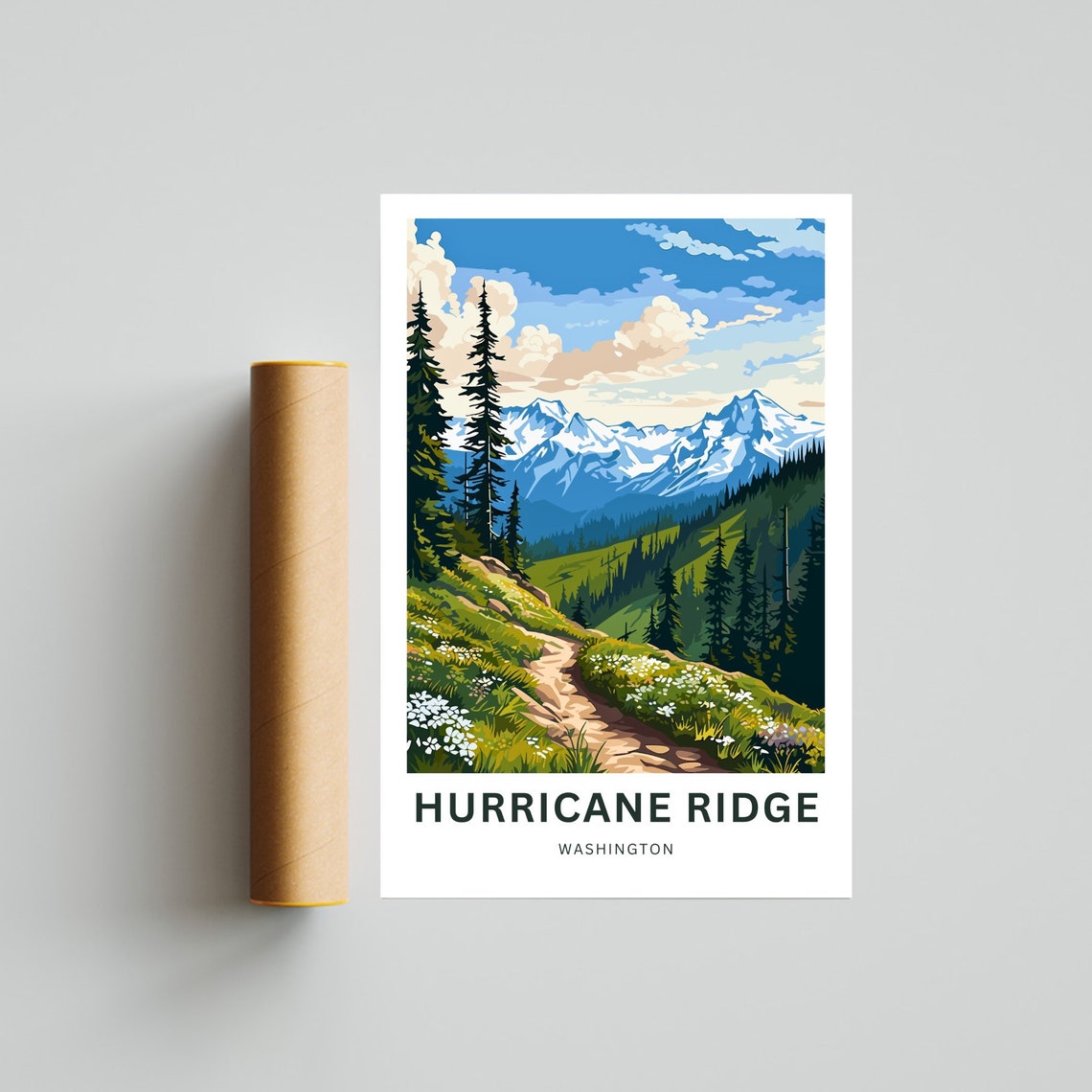 Personalized Hurricane Ridge Washington Wildflower Trail Travel Poster - Image 4