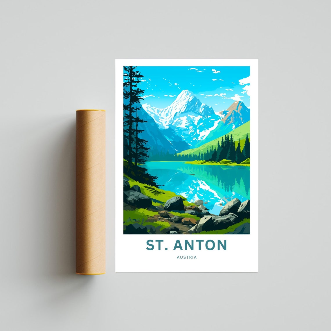 Personalized St Anton Austria Alpine Lake Custom Travel Poster - Image 4