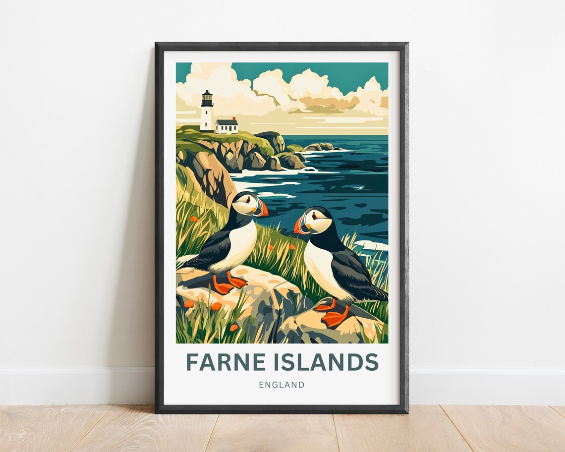 Personalized Farne Islands Travel Poster, Northumberland - Image 3