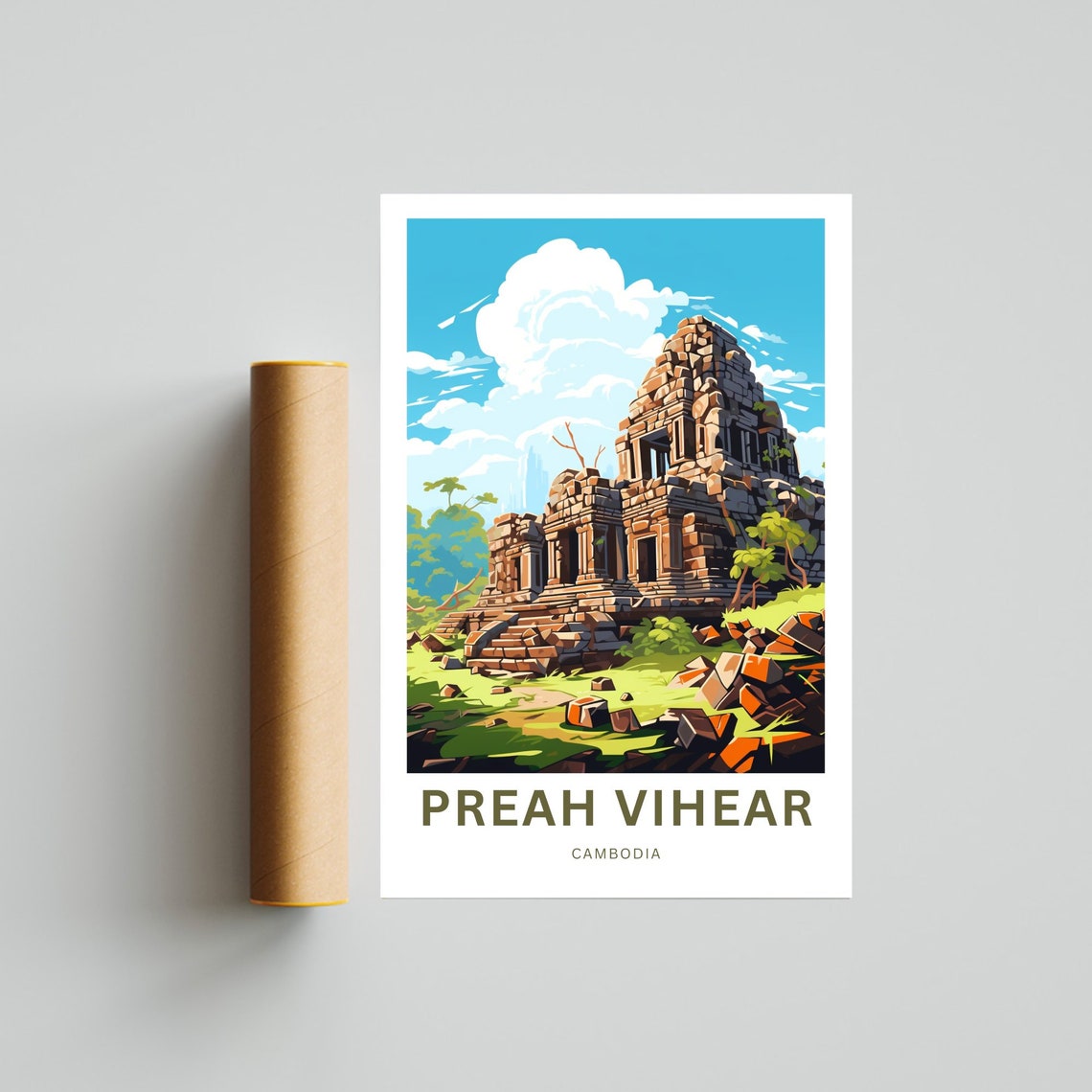 Preah Vihear Cambodia Personalized Ruined Temple Travel Poster - Image 4