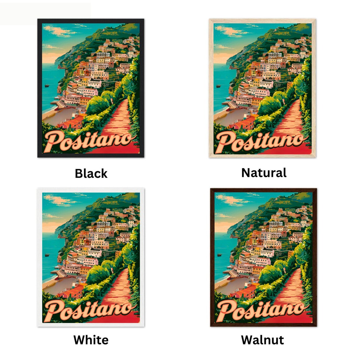 Positano Italy Amalfi Coast Cliffside Town Vintage Travel Poster - Image 4