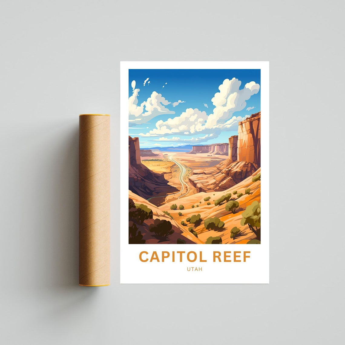 Capitol Reef Utah Desert Canyon Scenic Road Adventure Travel Poster - Image 4