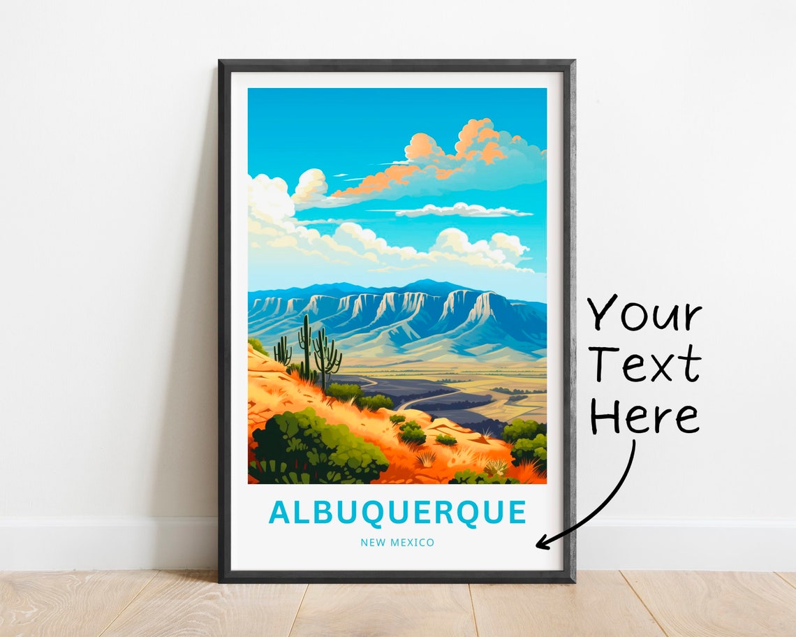 Personalized Albuquerque Travel Print Albuquerque Poster Albuquerque Wall Art Framed Present Gift New Mexico Present