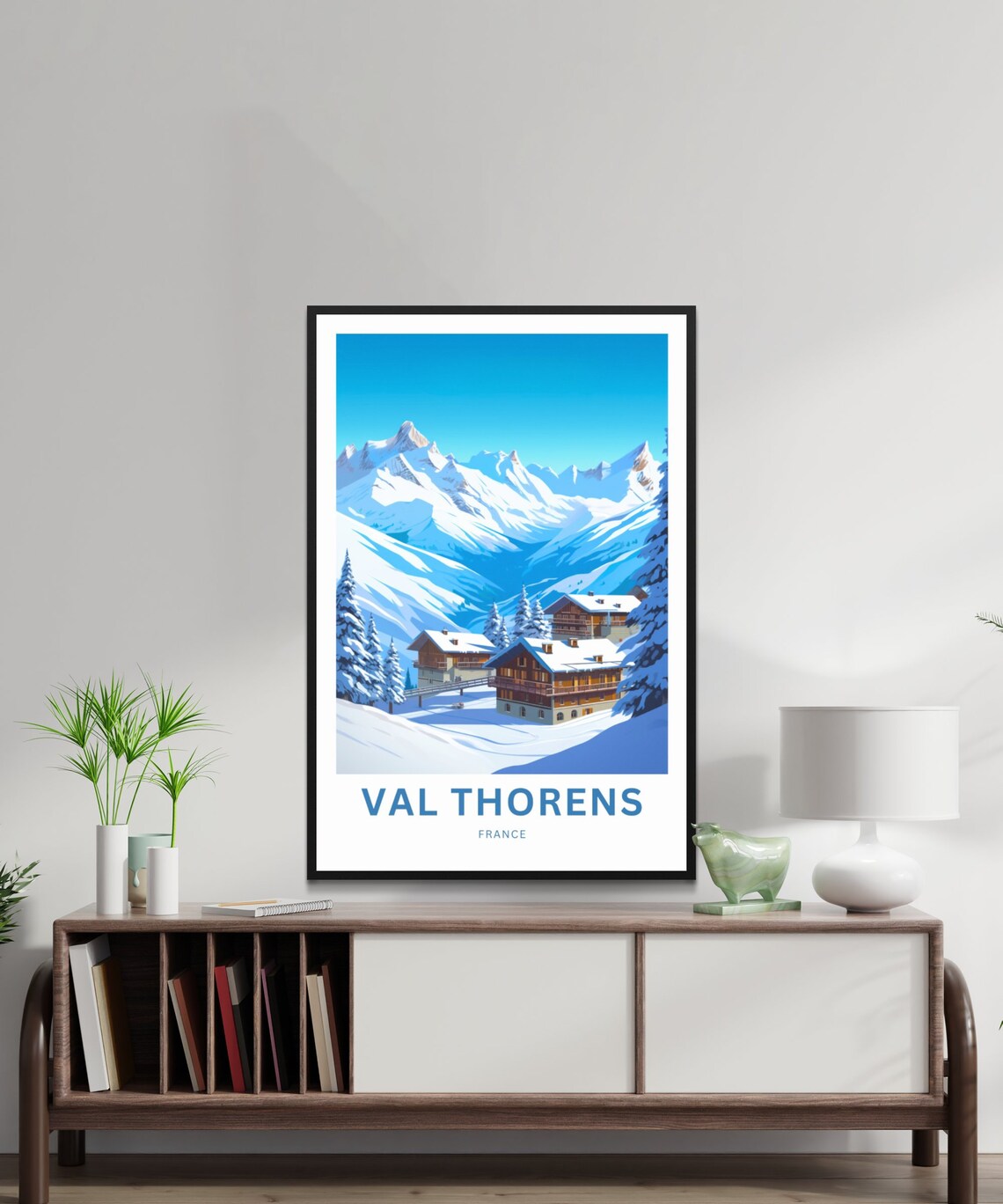 Val Thorens France Snowy Chalet Village Winter Mountain Travel Poster - Image 2