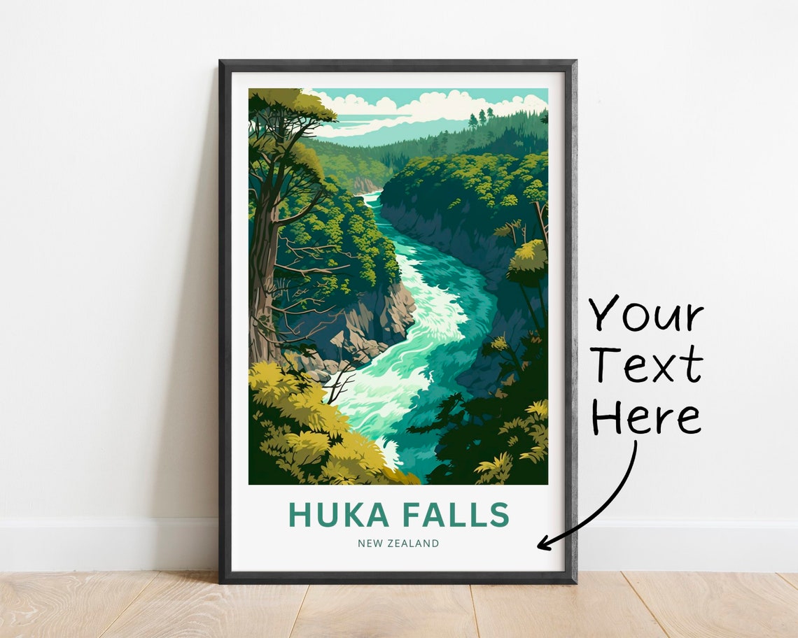 Personalized Huka Falls New Zealand Gorge Custom Travel Poster Gift