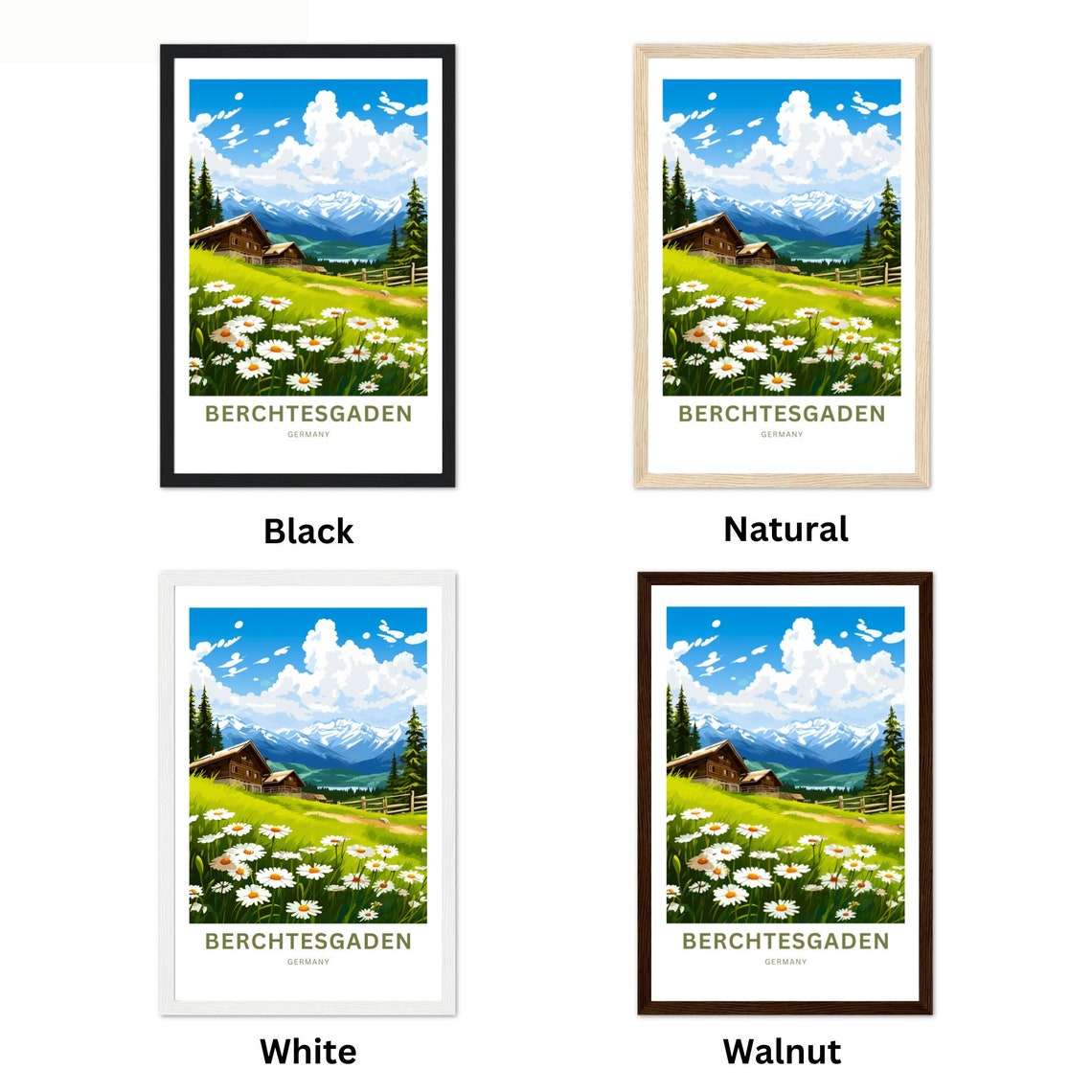 Berchtesgaden Germany Rustic Chalet Wildflower Mountain Poster - Image 2