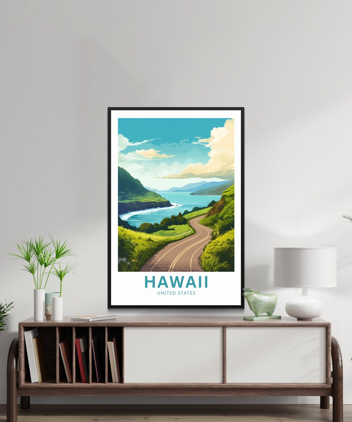 Hawaii Scenic Coastal Road Ocean View Vintage Travel Poster Art - Image 2