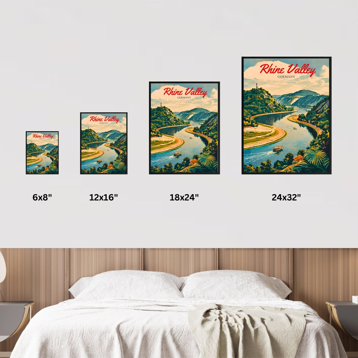 Rhine Valley Vintage Travel Poster, Germany Travel Poster - Image 2