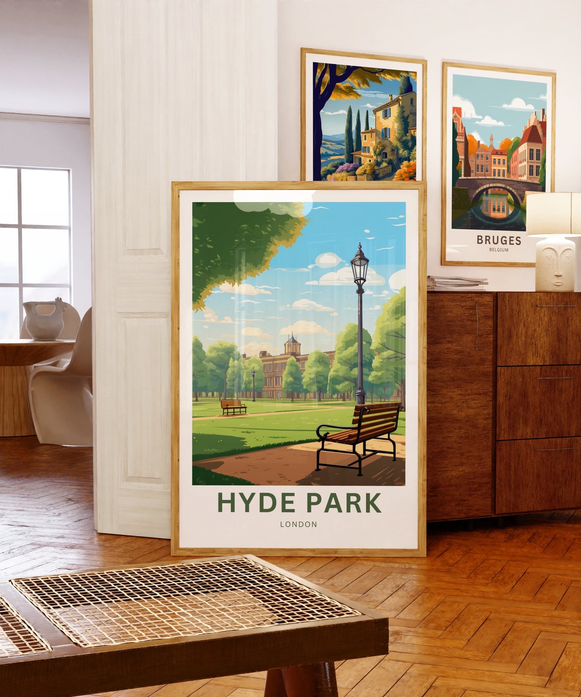 Hyde Park London Green Park Bench Lamp Post Personalized Travel Poster - Image 5