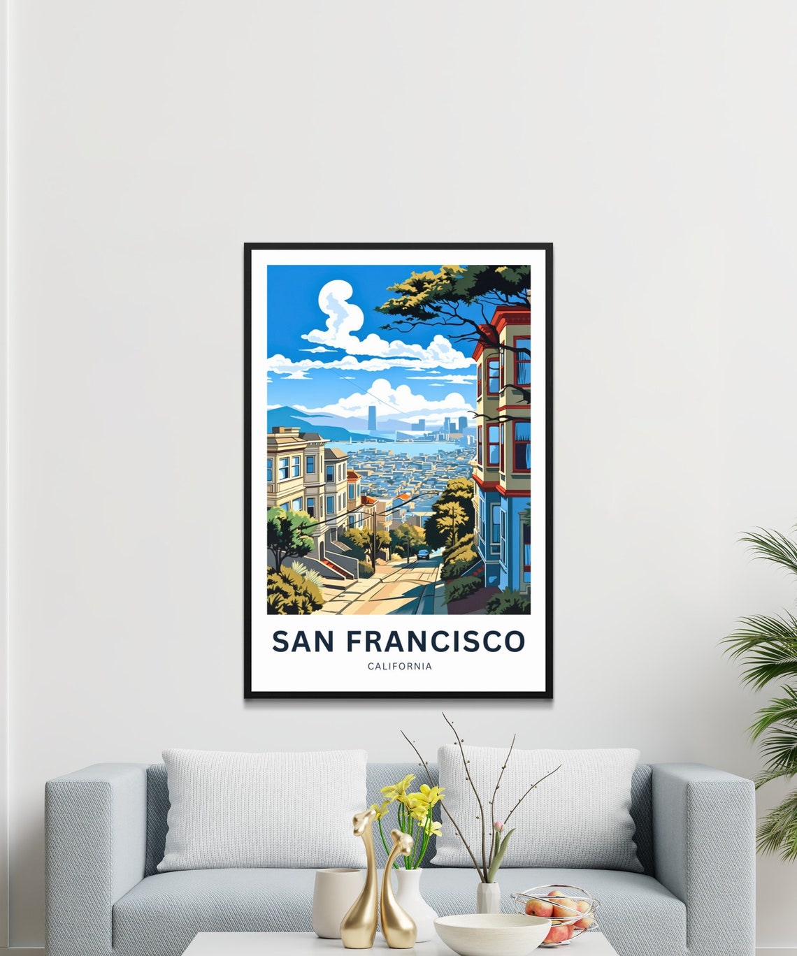 San Francisco Victorian Hill Street Bay View Personalized Poster - Image 3