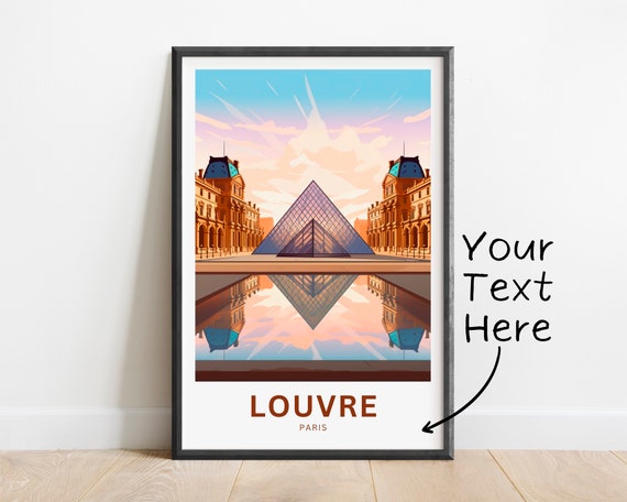 Personalized Louvre Travel Print Louvre Poster France Wall Art Framed Present Gift France Present