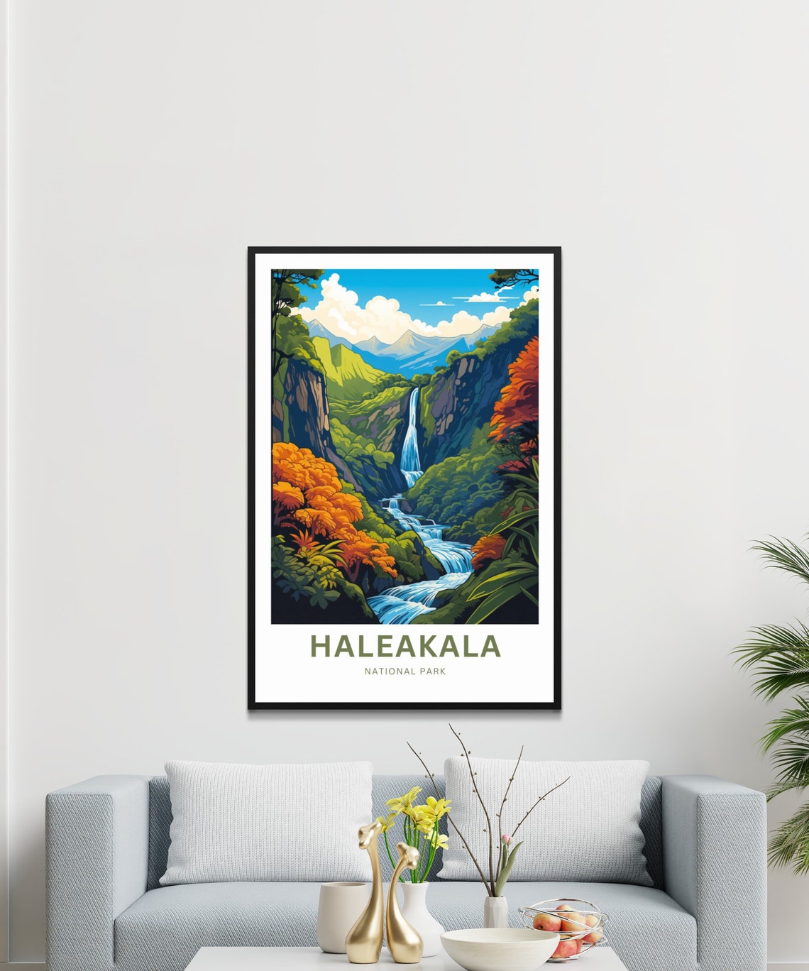 Personalized Haleakala National Park Waterfall Custom Text Poster - Image 3