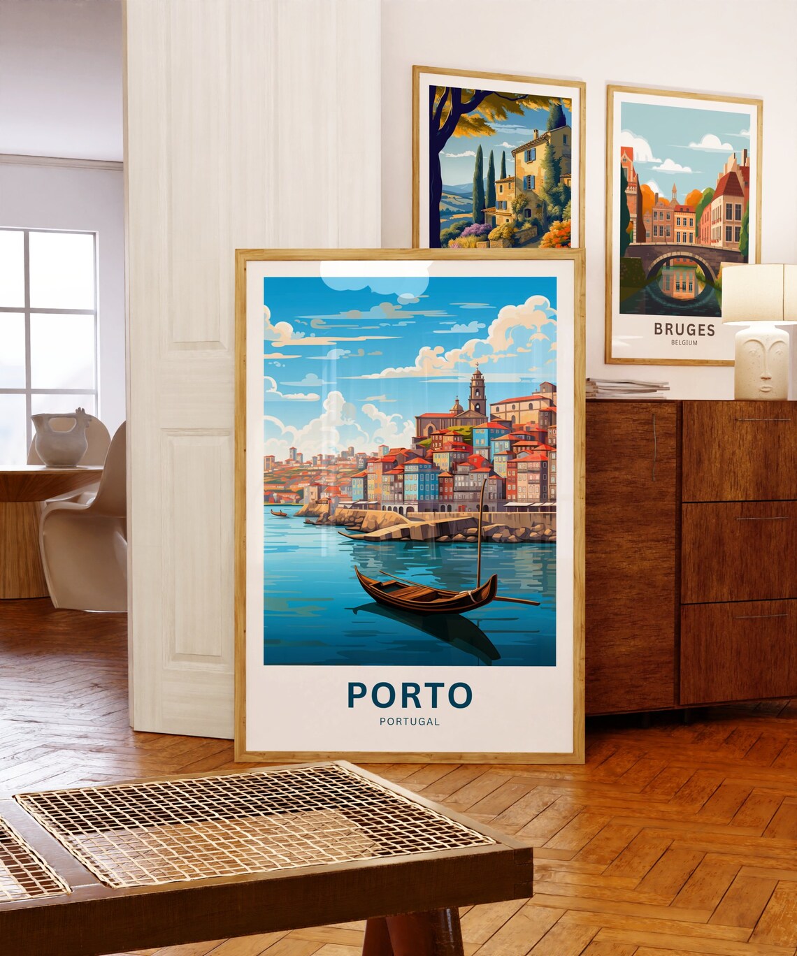 Porto Portugal Riverside Cityscape Boat Personalized Art Print - Image 5