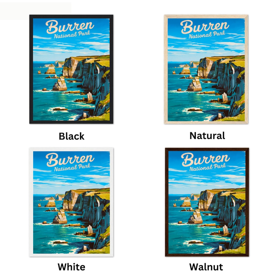 Burren National Park Ireland Sea Cliffs Coastal Vintage Travel Poster - Image 4