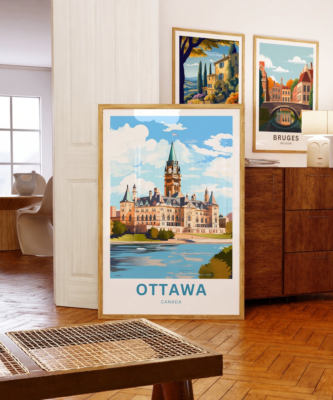 Personalized Ottawa Canada Parliament Vintage Travel Poster River Art - Image 5