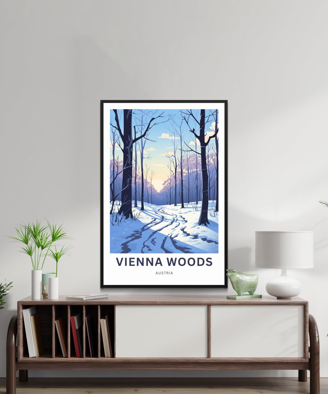 Vienna Woods Austria Winter Forest Snow Path Twilight Poster - Image 2