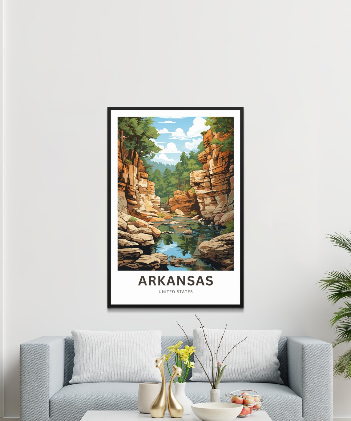Arkansas Red Rock Canyon Creek Pine Forest River Travel Poster - Image 3