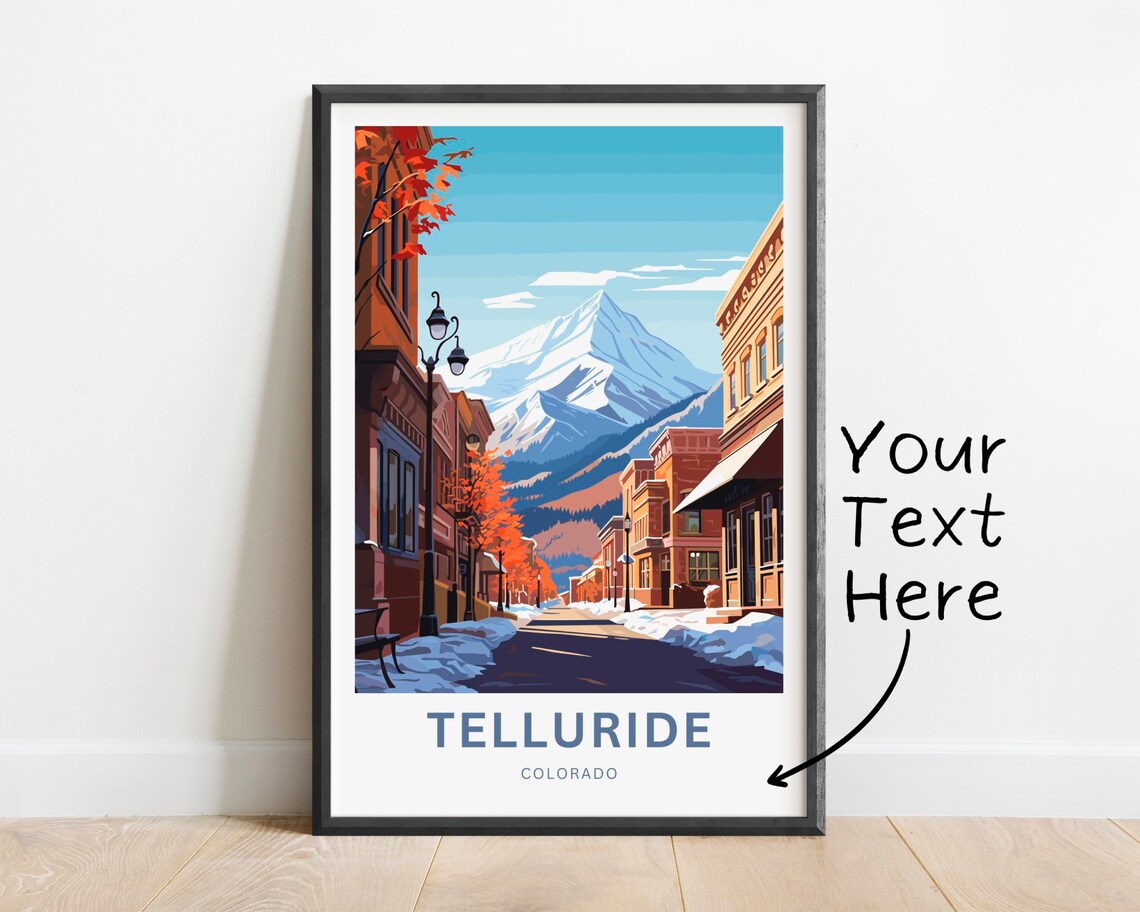Telluride Colorado Autumn Street Personalized Mountain Poster