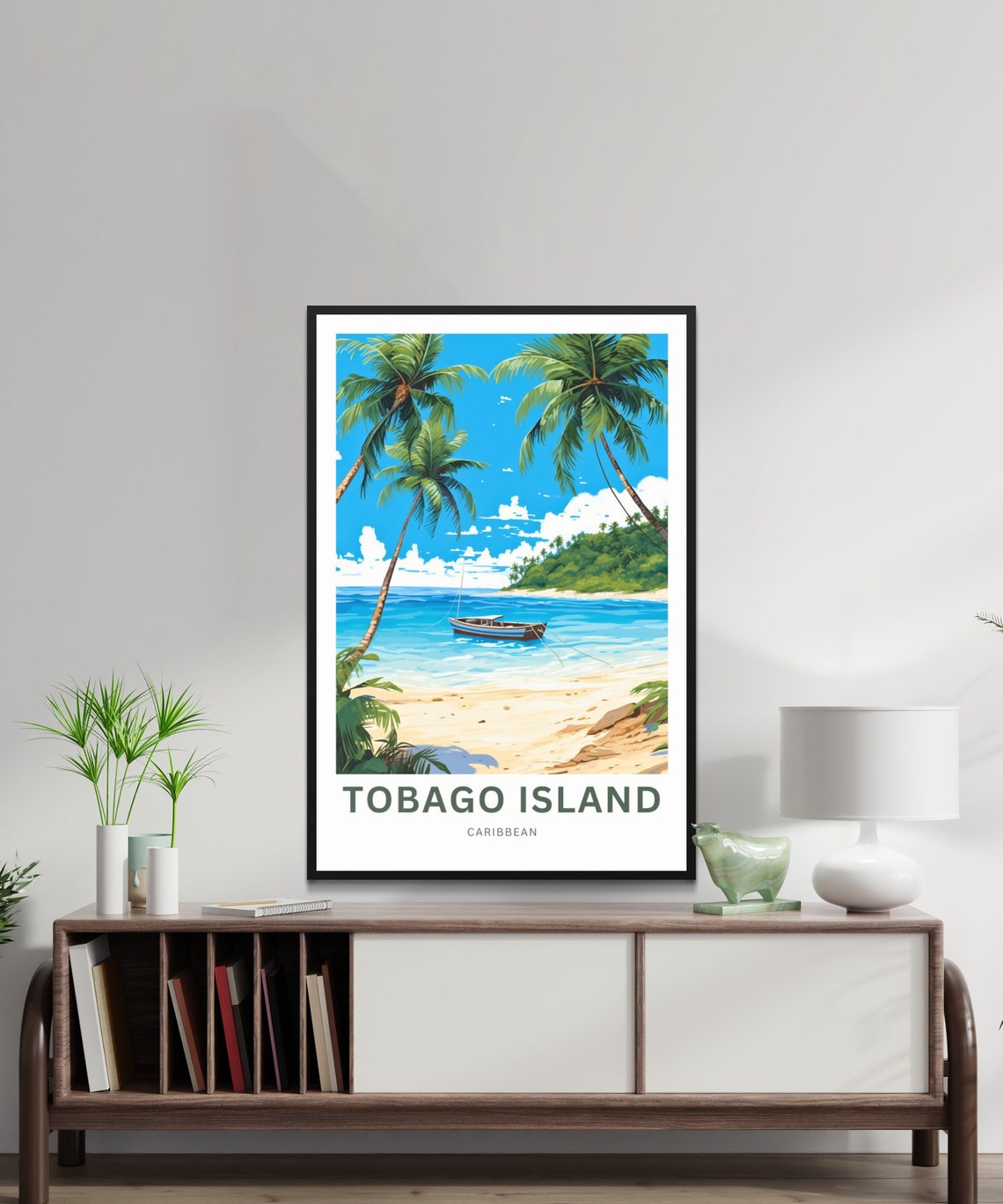 Personalized Tobago Island Beach Custom Text Caribbean Travel Poster - Image 2