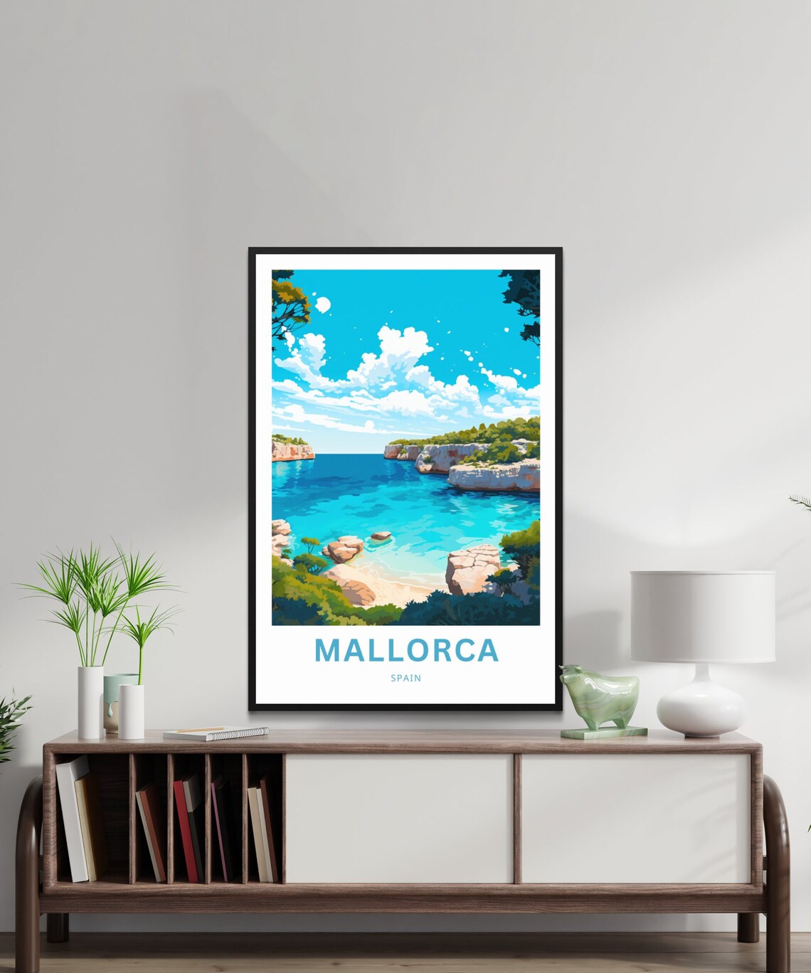 Mallorca Spain Turquoise Cove Rocky Cliffs Mediterranean Travel Poster - Image 2