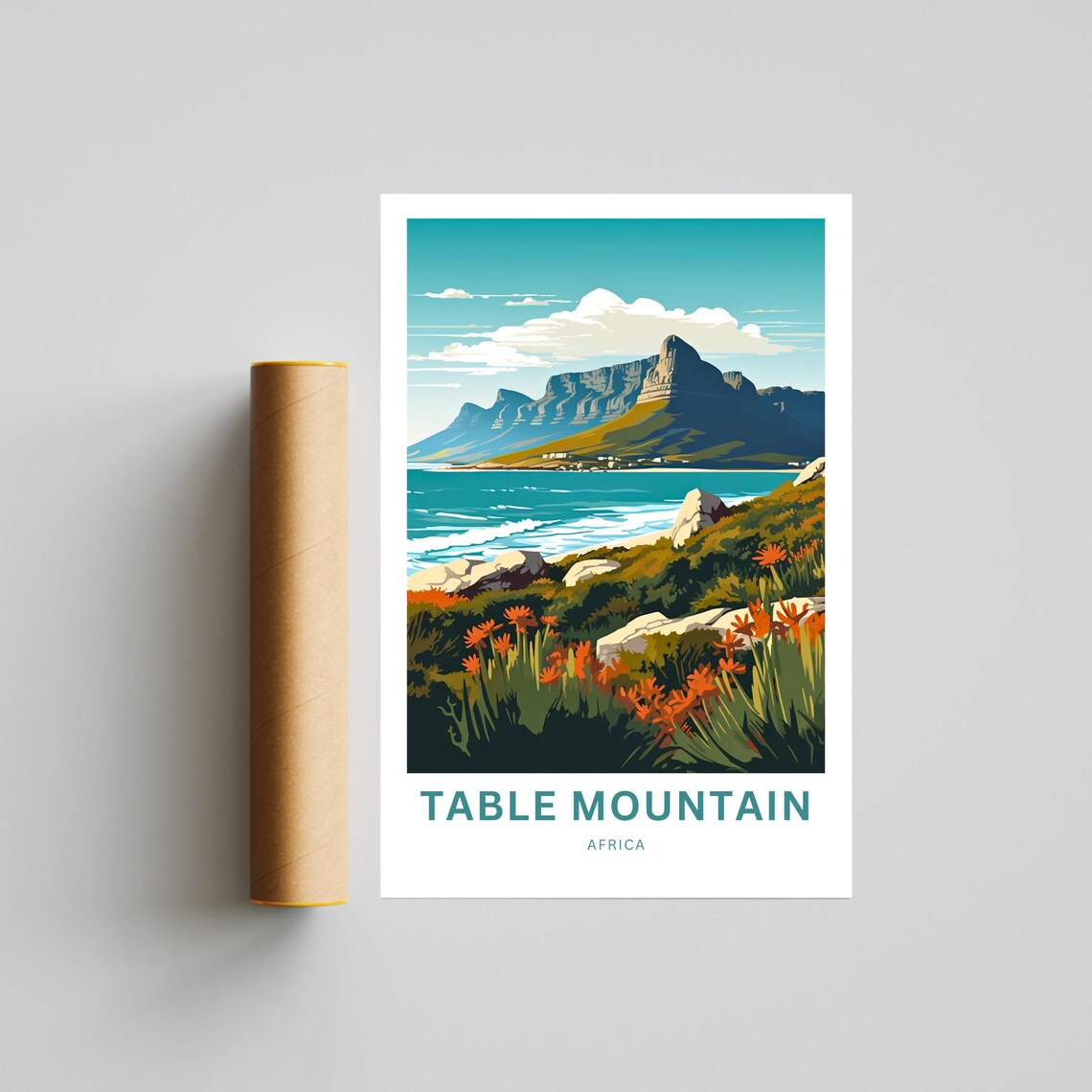 Table Mountain South Africa Coastal Wildflowers Scenic Travel Poster - Image 4