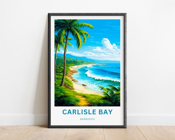 Carlisle Bay Carribean Travel Print Carlisle Bay Barbados Poster Barbados Wall Art Framed Present Gift Caribbean Present