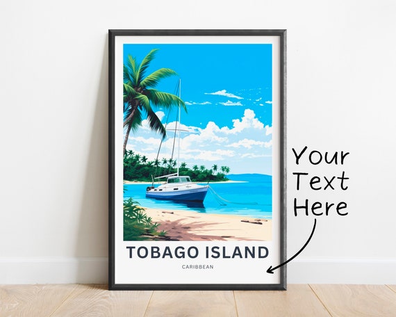Personalized Tobago Travel Print Tobago Island Poster Caribbean Wall Art Framed Present Gift Trinidad And Tobago Present