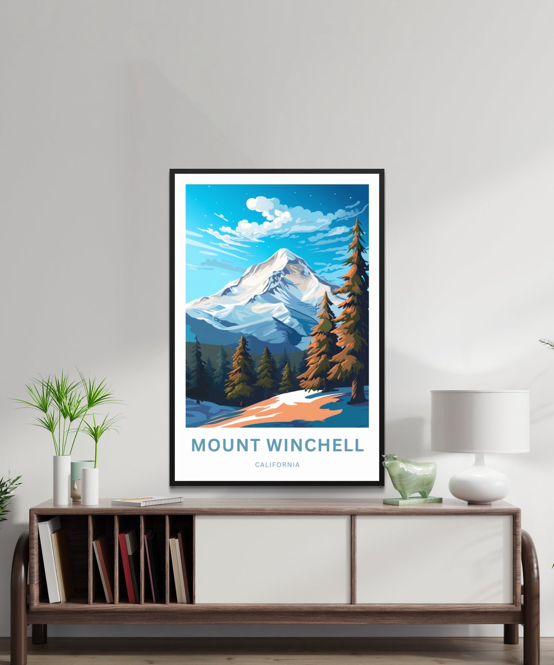 Personalized Mount Winchell California Snow Peak Starry Travel Poster - Image 2
