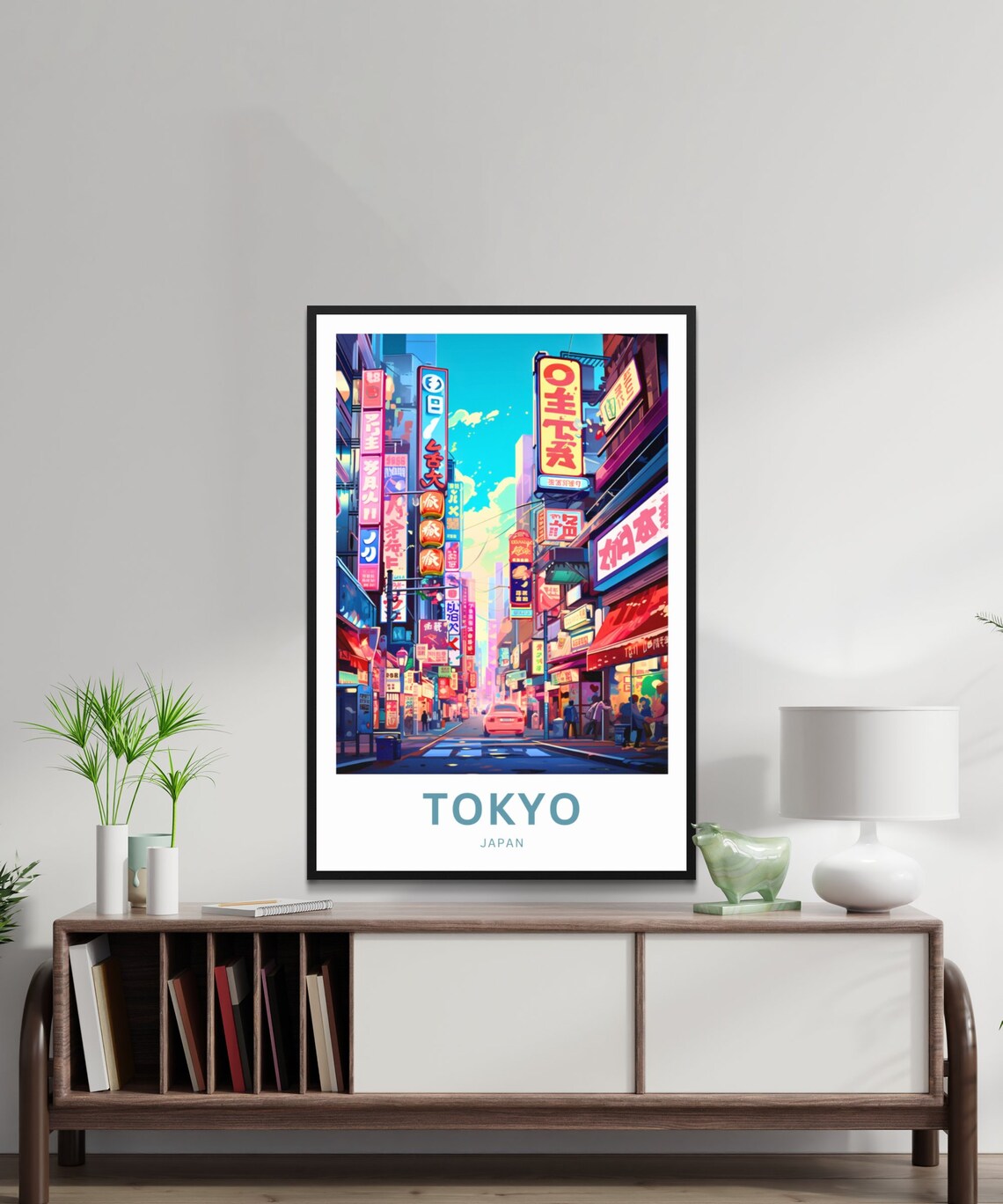 Tokyo Japan Travel Poster Neon Signs Street Night City Lights Art - Image 3